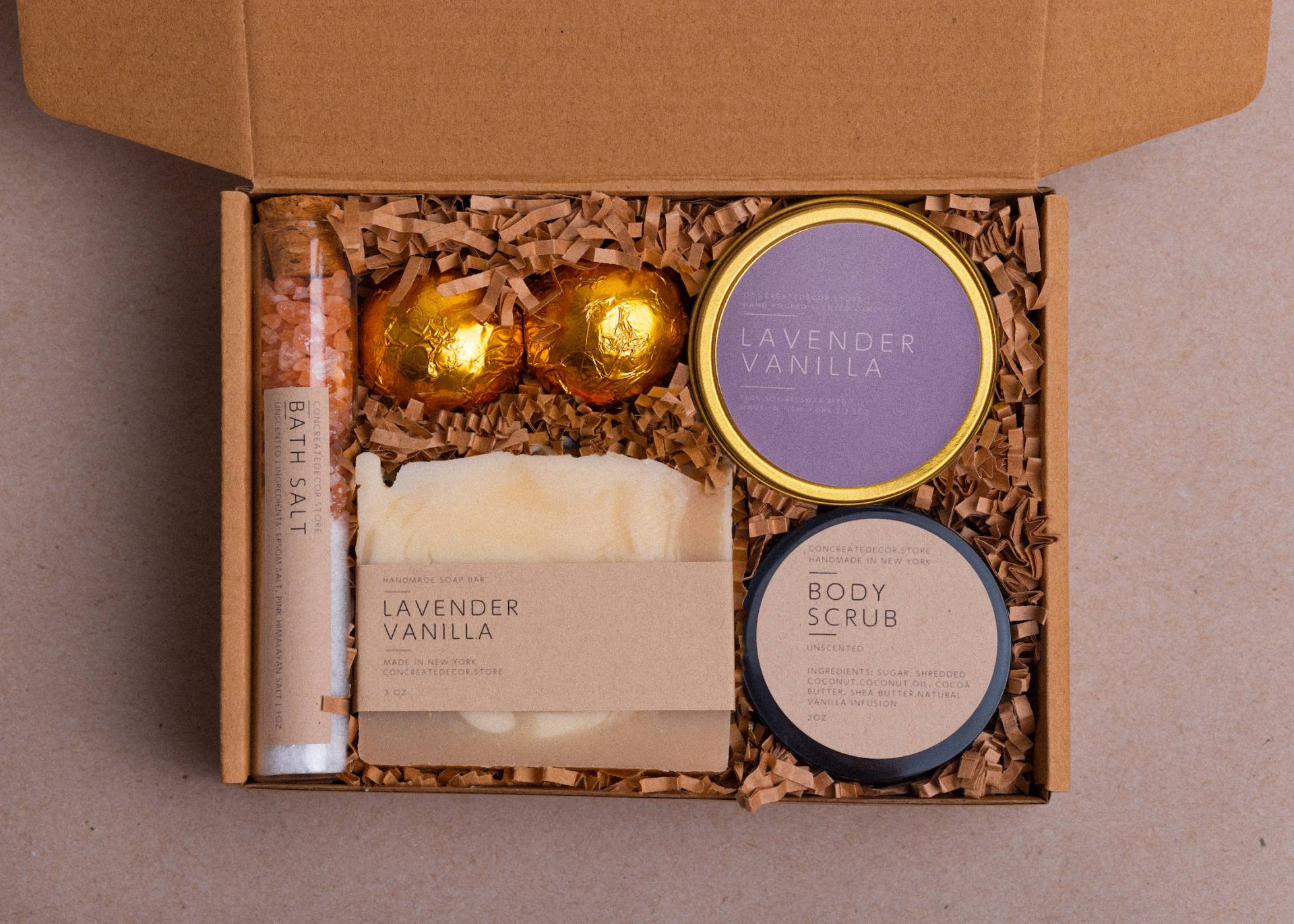 Vanille Lavendel Geschenkbox Klein | Spa-Geschenk-Set Eigenes Pflegepaket Geschenk Zum Muttertag Freundschaftsgeschenk von Etsy - CONCREATEdecor