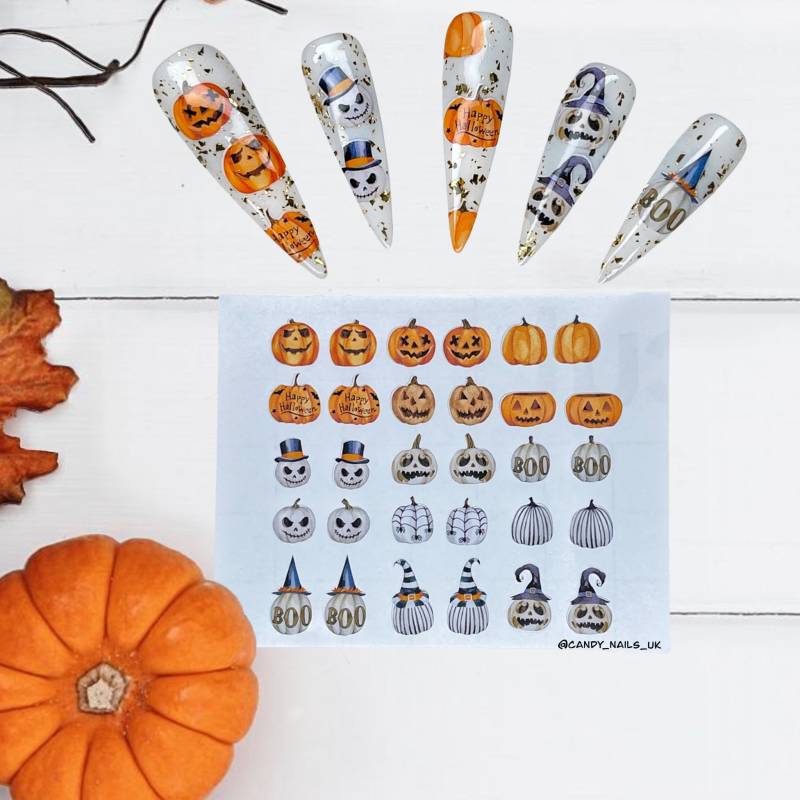 Selbstklebende Nagel Aufkleber/Vinyls Halloween Kürbis Herbst Erntezeit von Etsy - CandyNailsUk