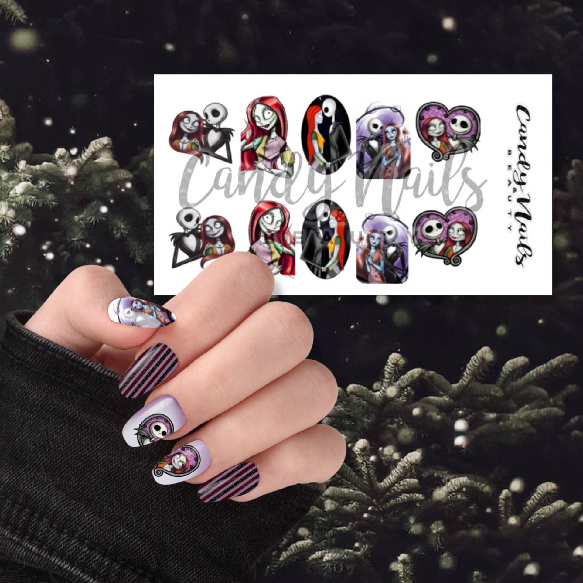 Wasserschiebefolie Abziehbilder Nail Art Nägel Transfers Halloween Jack Sally Alptraum von Etsy - CandyNailsUk