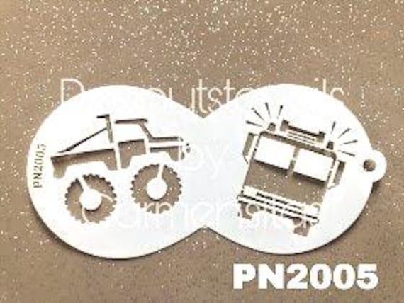 Peanutstencils Pn 2005 Firetruck & Truck, Feuerwehrauto Und Truck - Facepainting Stencil, Kinderschminken Schablone von Etsy - CarmensitasShopDe