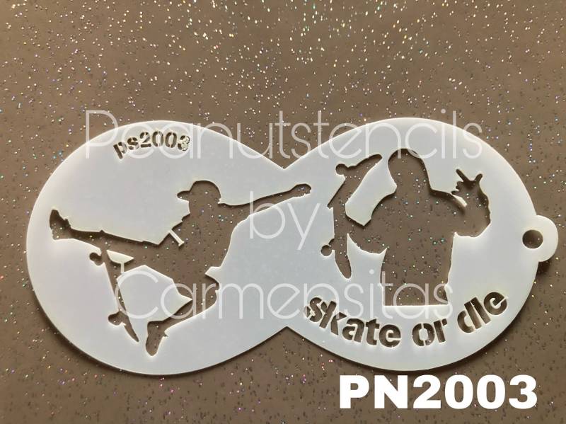 Peanutstencils Pn2003 Skater - Skate Or Die Facepainting Stencil, Schablone Für Kinderschminken von Etsy - CarmensitasShopDe