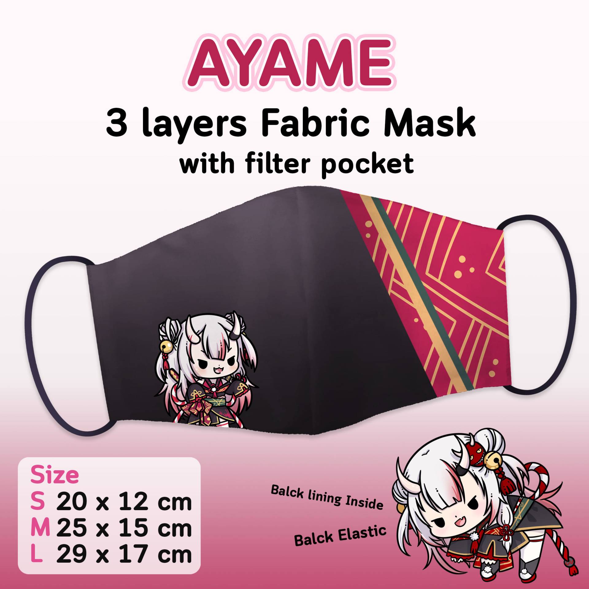 Ayame Stoffmaske/Hololive Jp Gesichtsmaske Nakiri von Etsy - CatseyeArtsShop