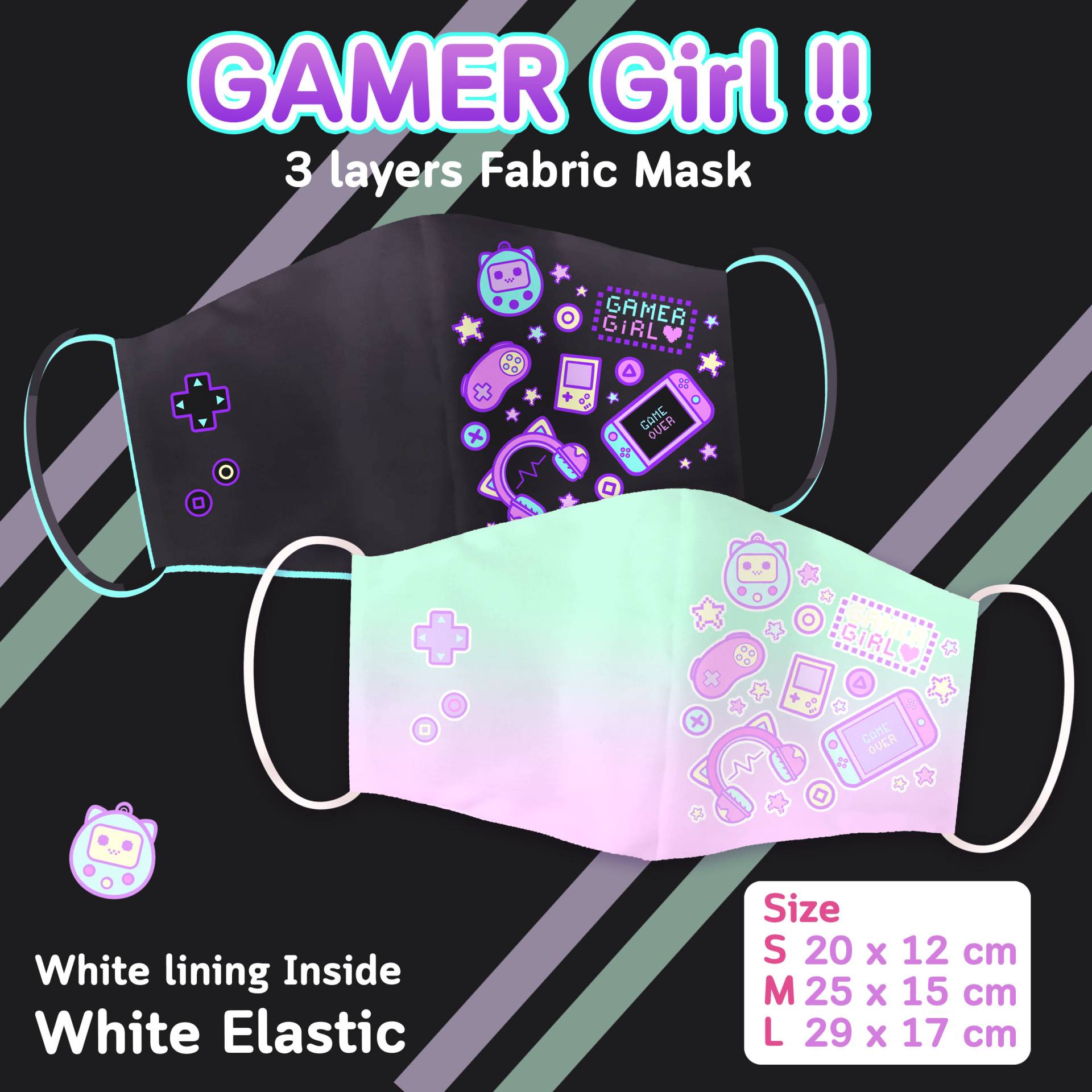 Gamer Girl Gesichtsmaske/Süße Stoffmaske Im Kawaii-Stil Harajuku-Stil Maske von Etsy - CatseyeArtsShop