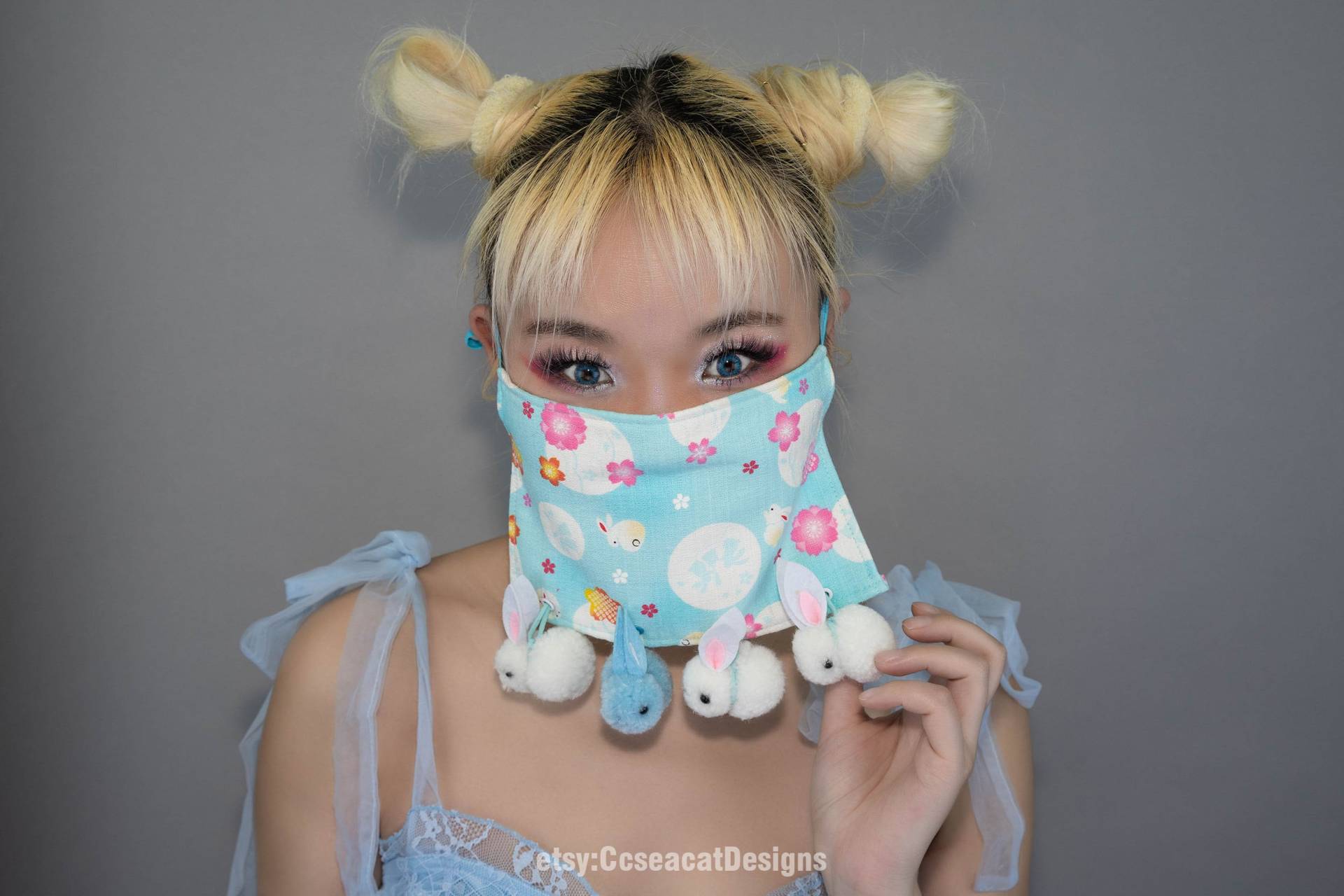 Kawaii Süße Blaue Hasen Maske Mit Baumelnde von Etsy - CcseacatDesigns