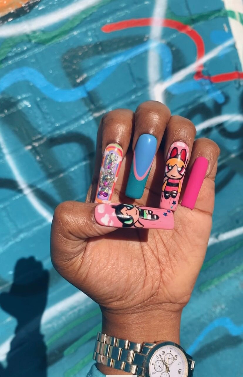 Powerpuff Girls Press On Nails von Etsy - ChicObsessionsStudio