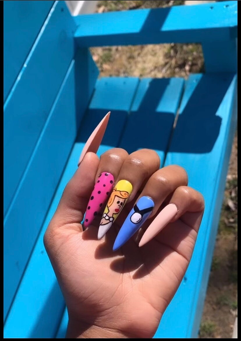 The Flintstones Press On Nails von Etsy - ChicObsessionsStudio