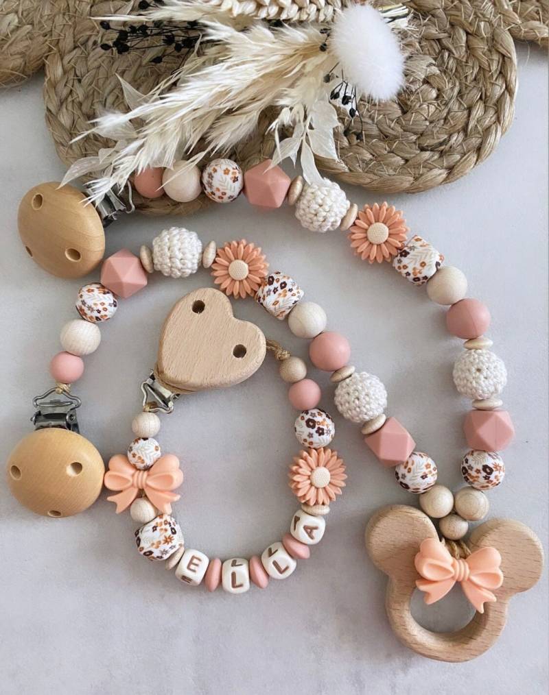 Schnullerkette Mit Name Kinderwagenkette Personalisiert Mädchen Maus Geschenk Zur Geburt von Etsy - ChriluzaShop