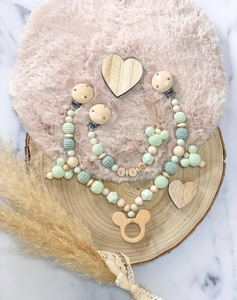 Schnullerkette Mit Namen Kinderwagenkette Personalisiert Junge Maus von Etsy - ChriluzaShop