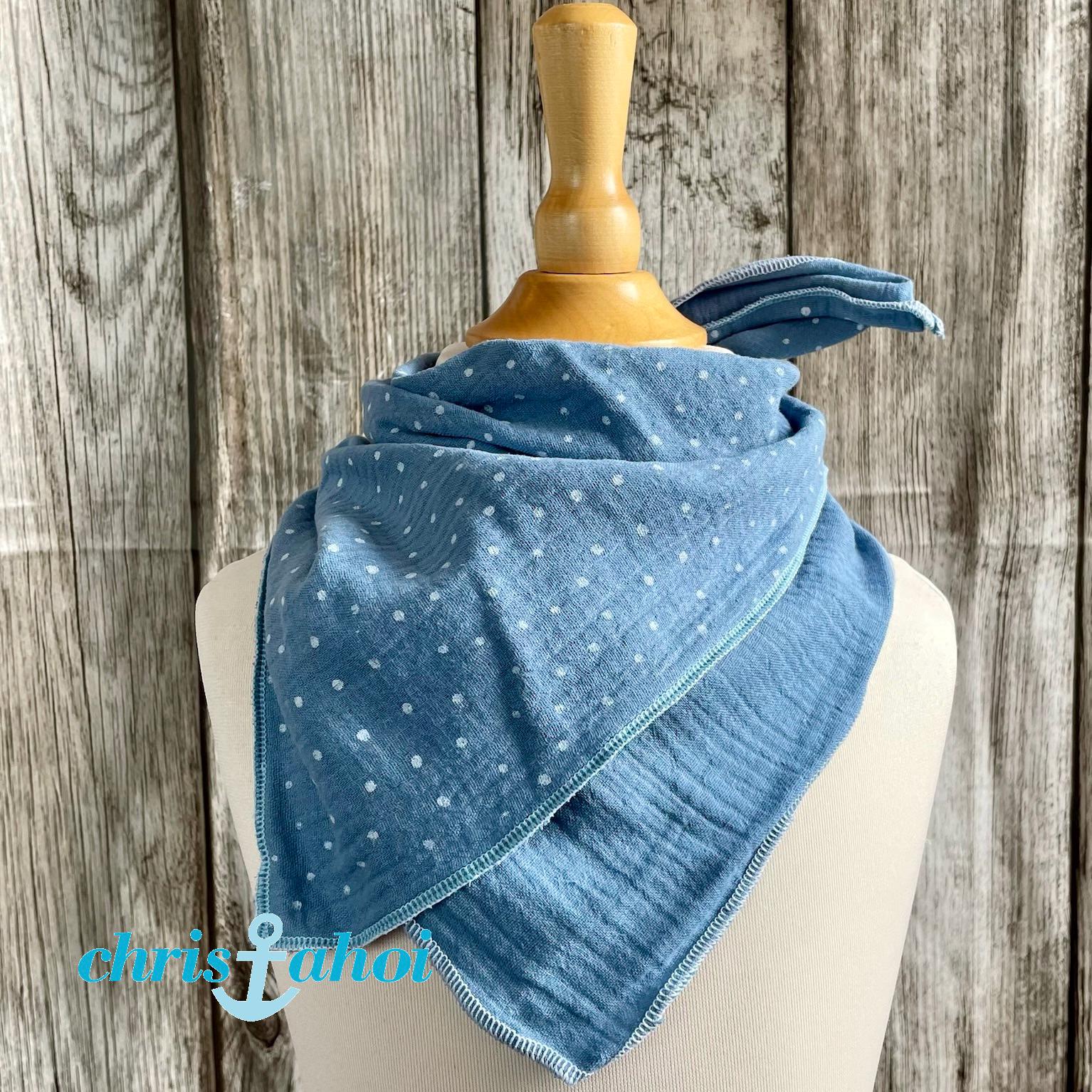 Blaues Baby Musselin Halstuch in Blau Mit Punkten, Unisex Dreieckstuch, Spucktuch von Etsy - ChrisAhoiShop