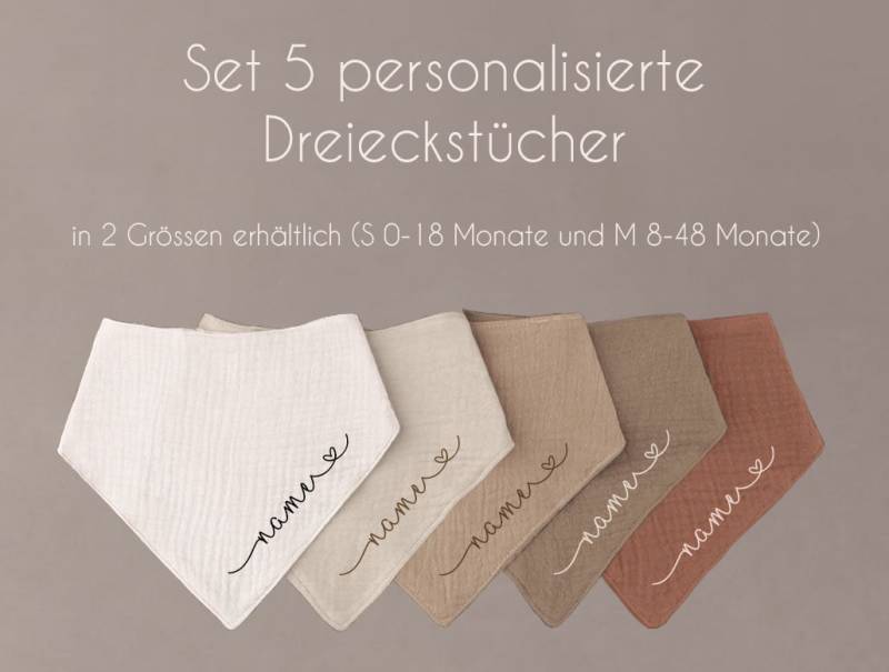 Set 5 Stück Personalisierbar Musselin Baby Und Kleinkind Halstücher Dreieckstücher Spucktücher Baumwolle Lätzchen Gaze, Geschenk von Etsy - CleoNoah