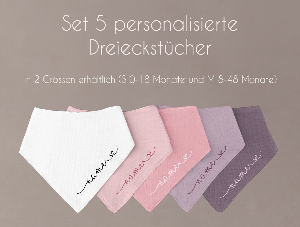 Set 5 Stück Personalisierbar Musselin Baby Und Kleinkind Halstücher Dreieckstücher Spucktücher Baumwolle Lätzchen Gaze, Geschenk von Etsy - CleoNoah