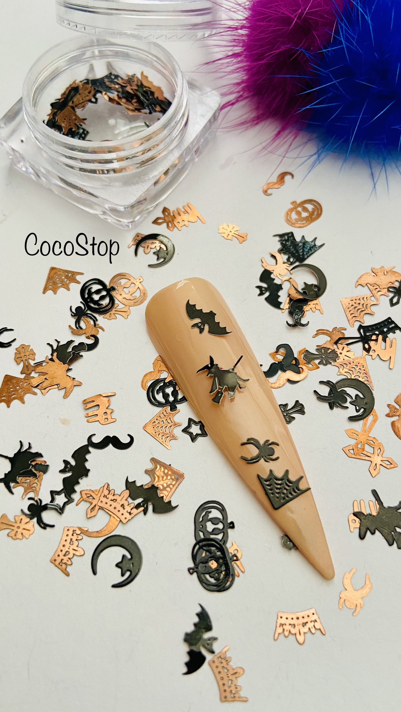 100 Stück Halloween Nail Art Kawaii Mix 3D Dünne Metallic Nagel Charms/12 Designs von Etsy - CocoStop