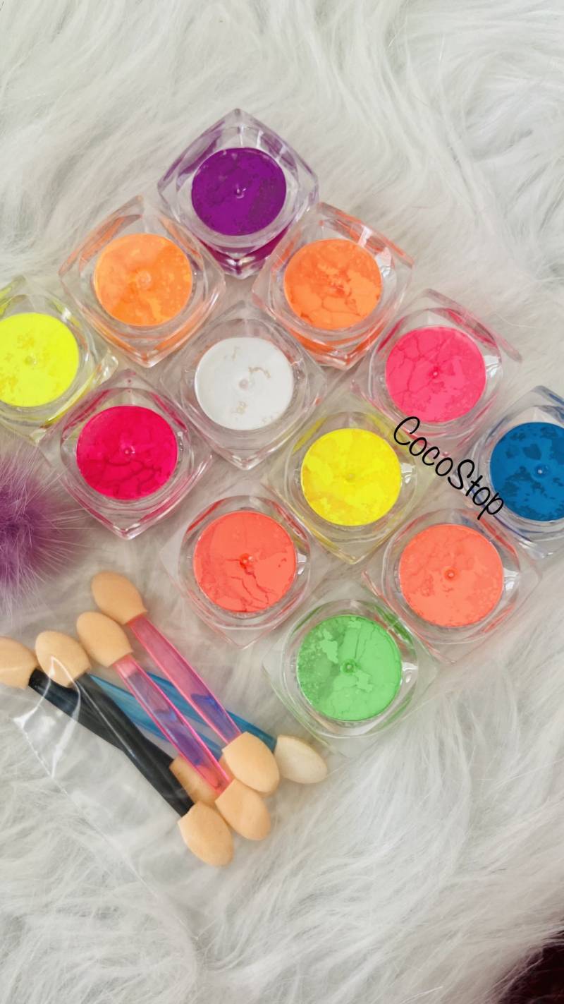 12 Gläser Neon Pigment Pulver Nagel Kit von Etsy - CocoStop