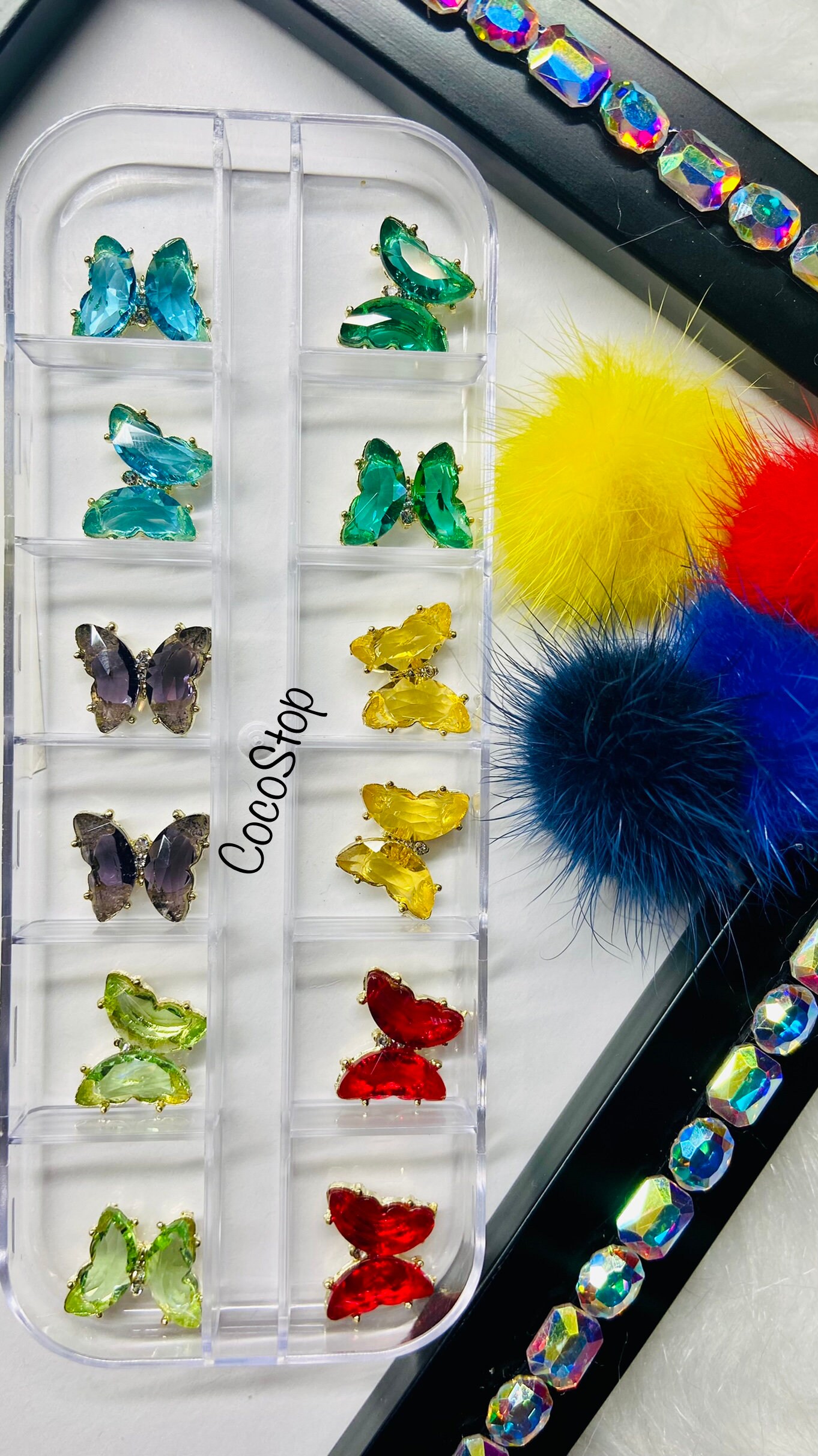 12 Stück/ Box Crystal Butterfly 3D Nail Charms Clear von Etsy - CocoStop