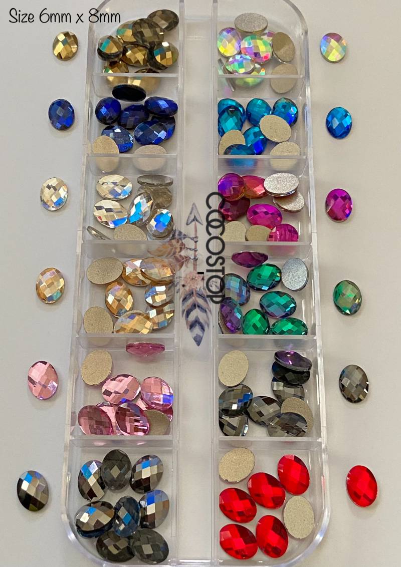 120 Stück Mix Farben Ovale Form Nagel Strass Box von Etsy - CocoStop