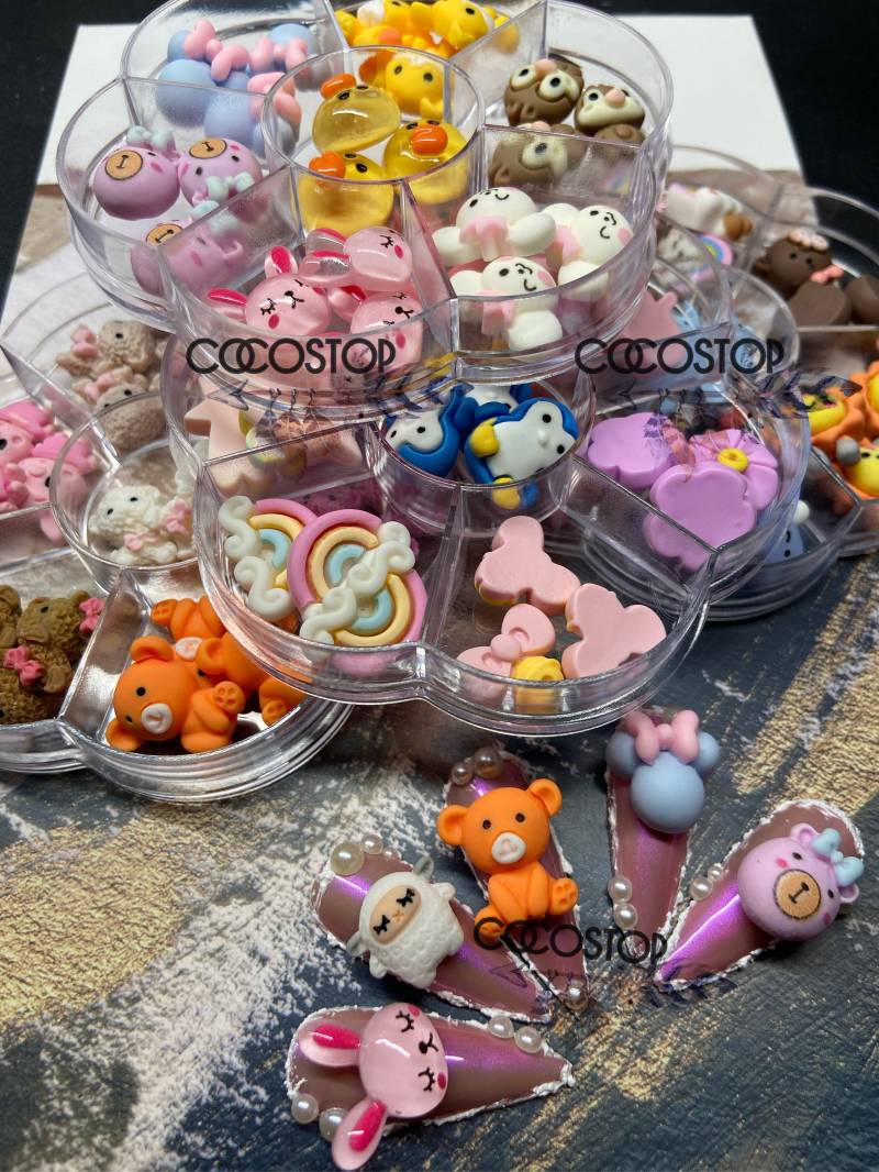 21 Stück Kawaii Sterne Mond Candy Kuh Cartoon 3D Nagel Charms Box von Etsy - CocoStop