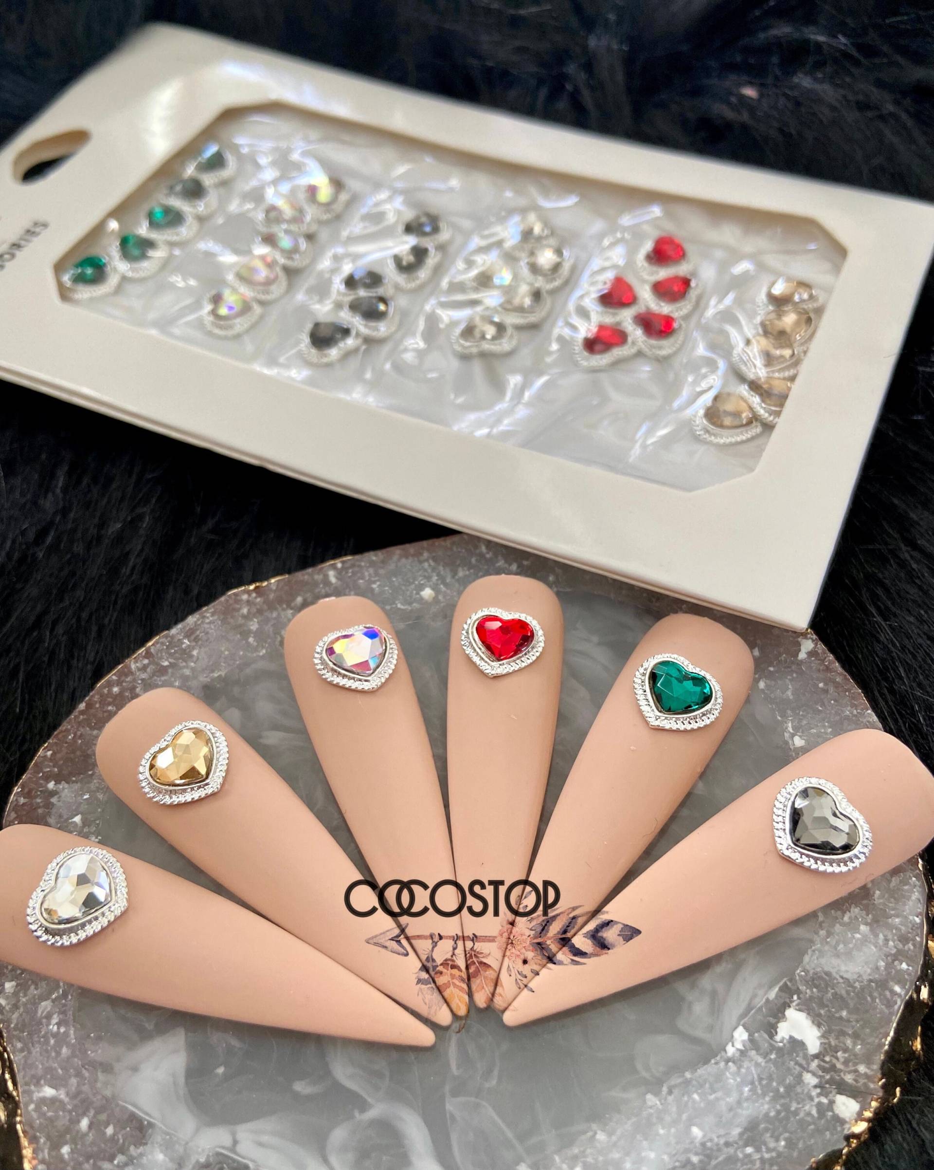 30 Stück Valentine Herz Nagelschmuck 3D Nagel Charms Nailart von Etsy - CocoStop