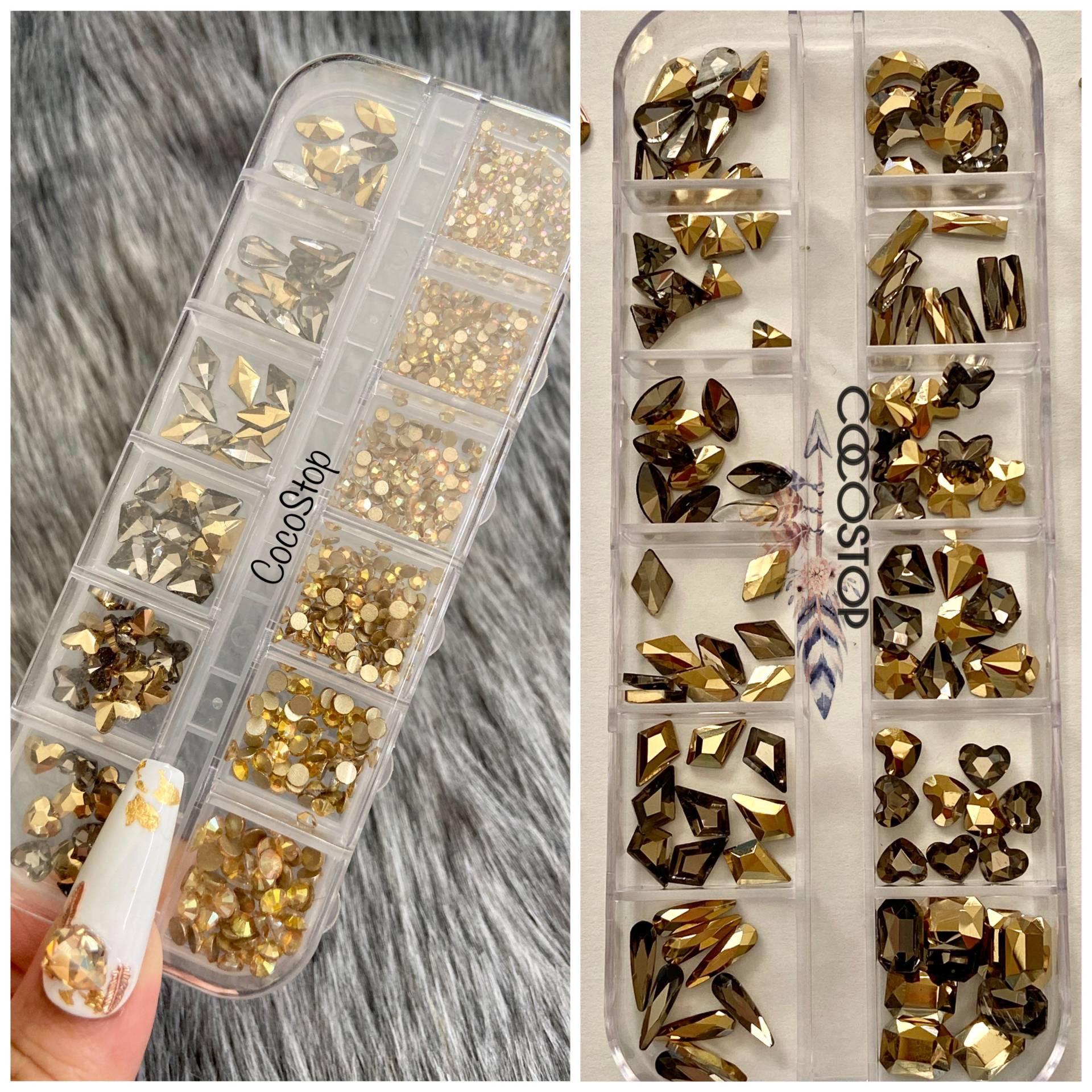 60/120 Stück Goldnagel Strass Box von Etsy - CocoStop