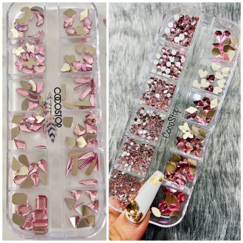 60/120 Stück Rosen Rosa Nagel Strass Box von Etsy - CocoStop