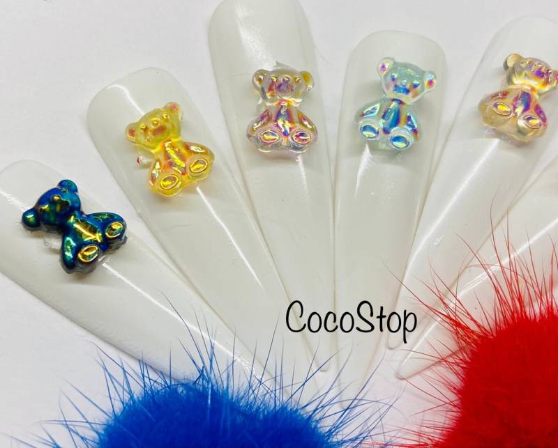 60 Stück 12 Farben/Karton Teddybär Cabochon 3D Nagel Charms von Etsy - CocoStop