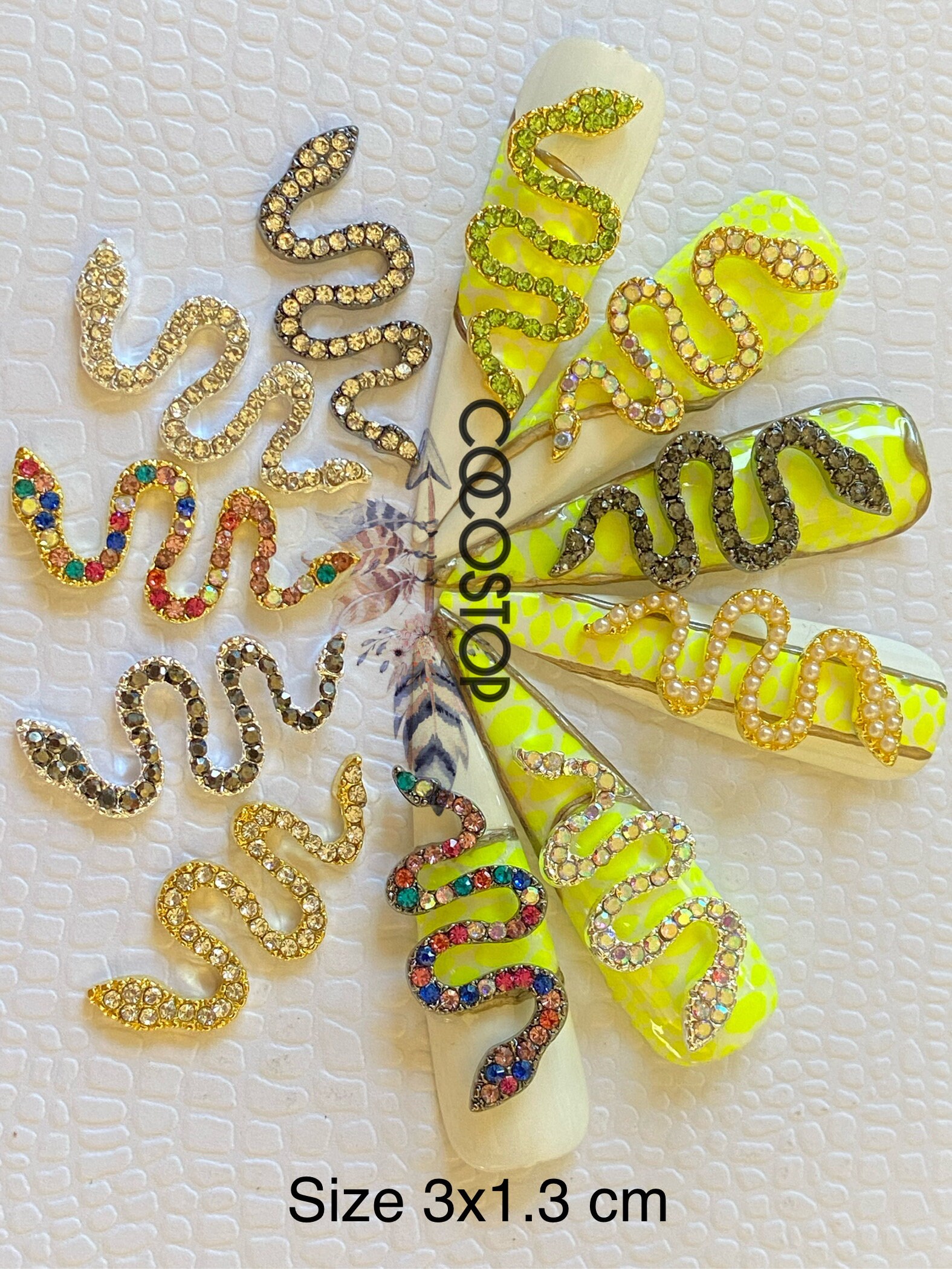 Große Schlange Zirkon 3D Nagel Charms Nailart von Etsy - CocoStop