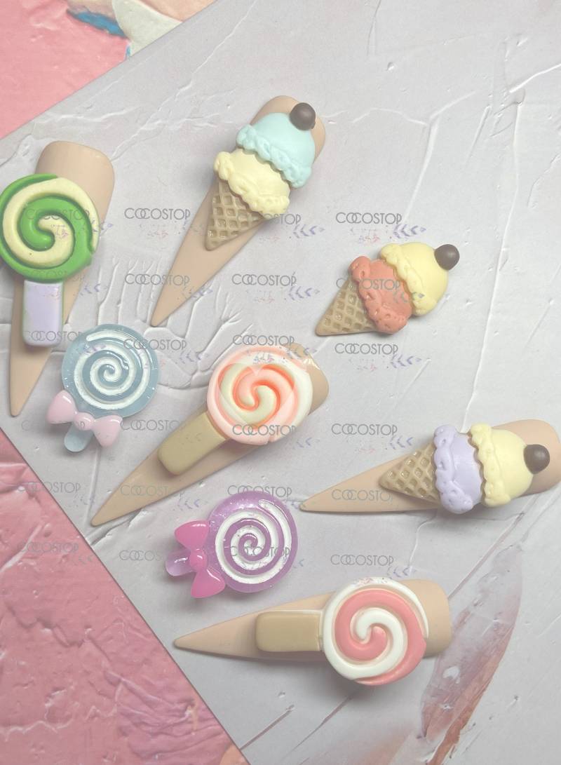 Kawaii Lollipop Süßigkeiten Eis Nagel Charms 3D Nail Art Diy Handwerk von Etsy - CocoStop