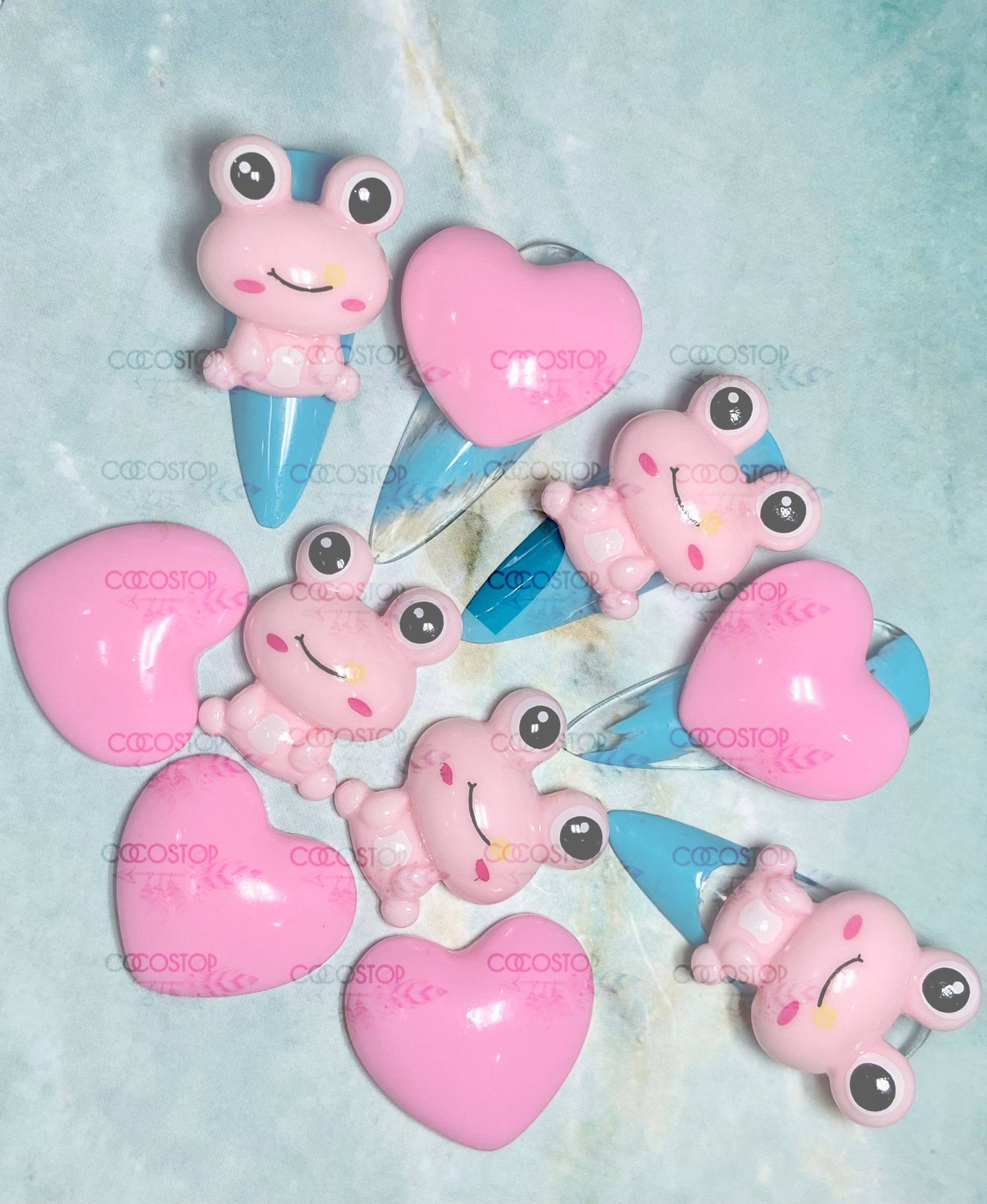 Kawaii Resin Pink Herz Frösche Nagel Charms 3D von Etsy - CocoStop