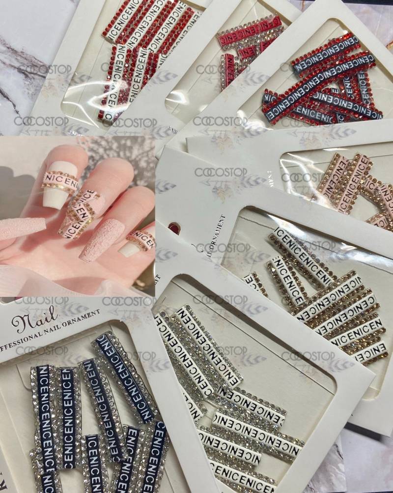 Luxus Buchstaben Band Diamanten Reihen Nagel Schmuck Aufkleber/Nail Art Dekoration Diy Handwerk von Etsy - CocoStop