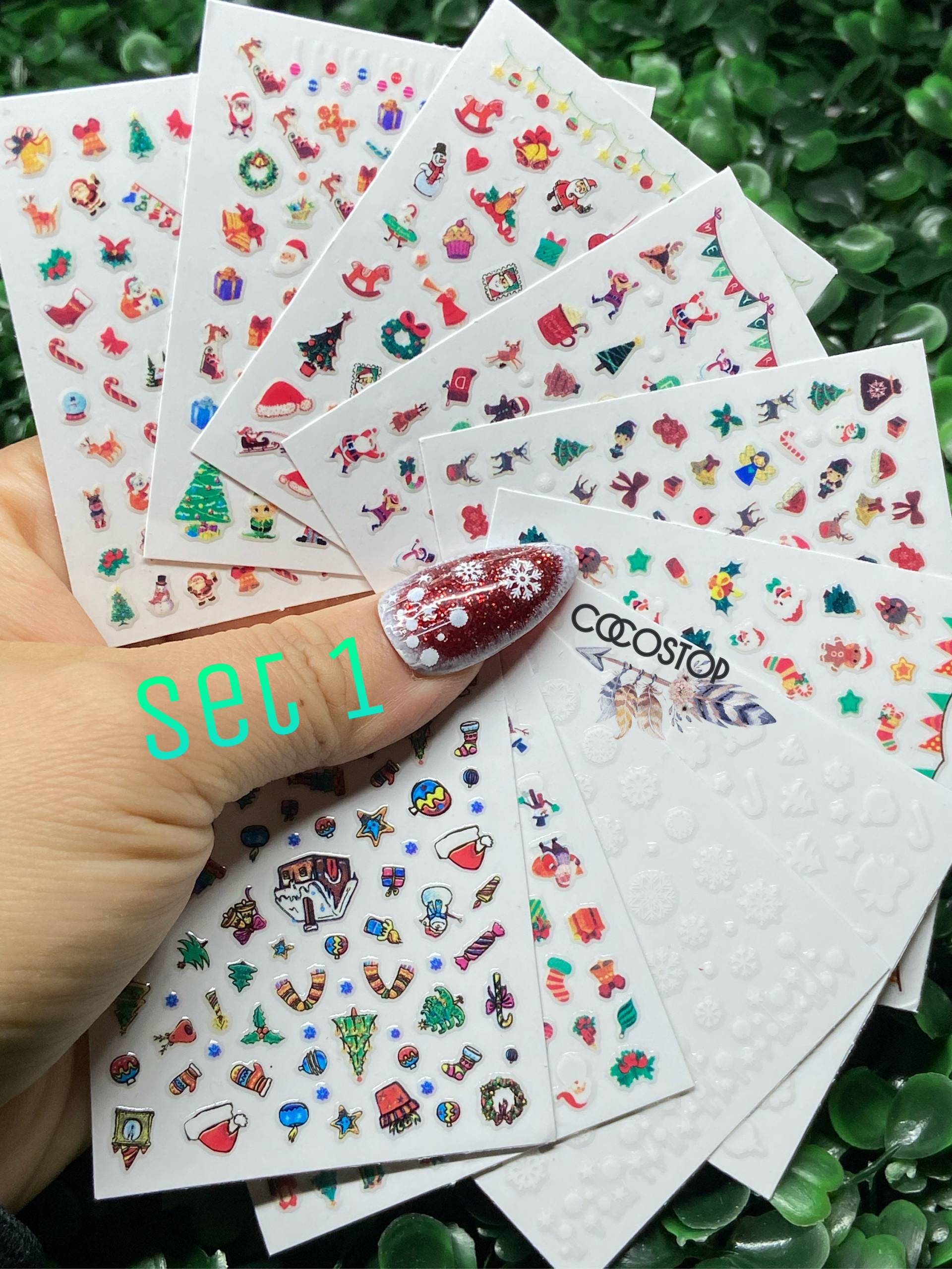 Set Mit 10 Bögen Weihnachten Nagel Aufkleber Für Nailart Dekorationen Design von Etsy - CocoStop