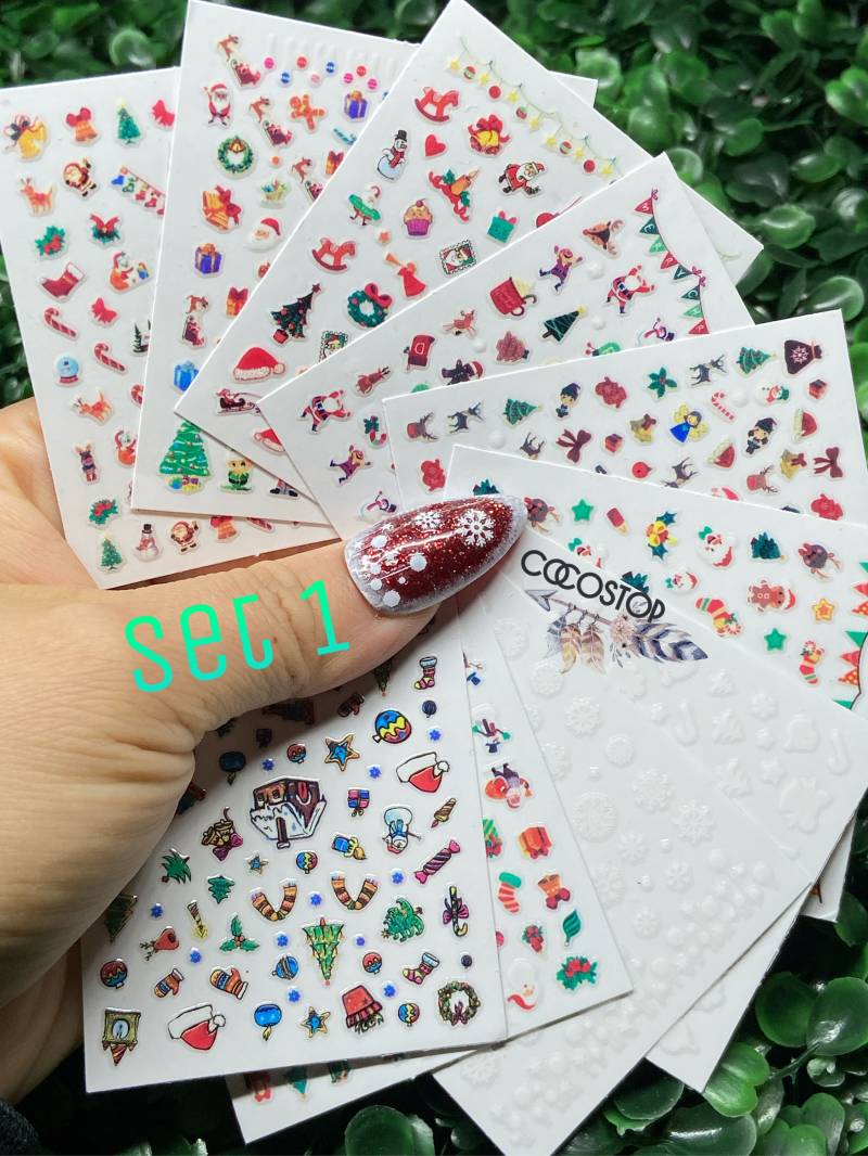 Set Mit 10 Bögen Weihnachten Nagel Aufkleber Für Nailart Dekorationen Design von Etsy - CocoStop