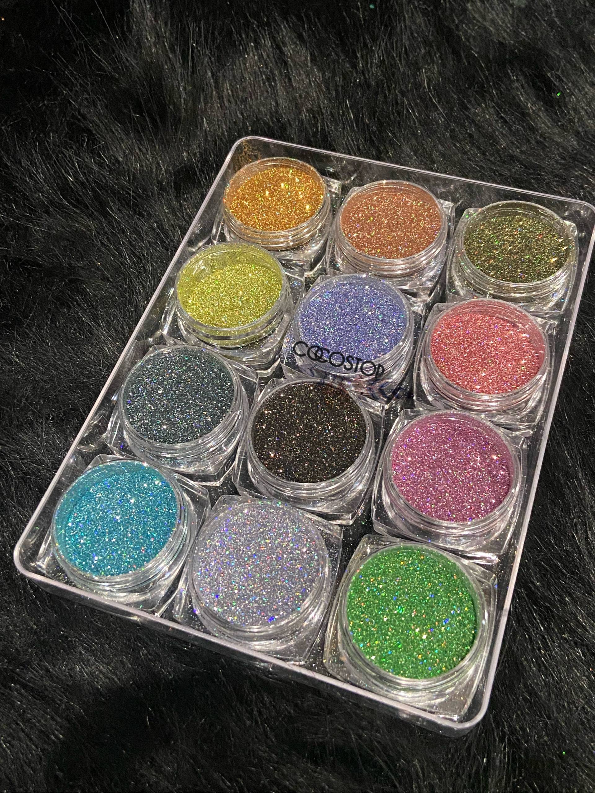 Set Von 12 Gläsern Glitzer Holo Staub Kit/Nagel Nail Art Diy Handwerk von Etsy - CocoStop