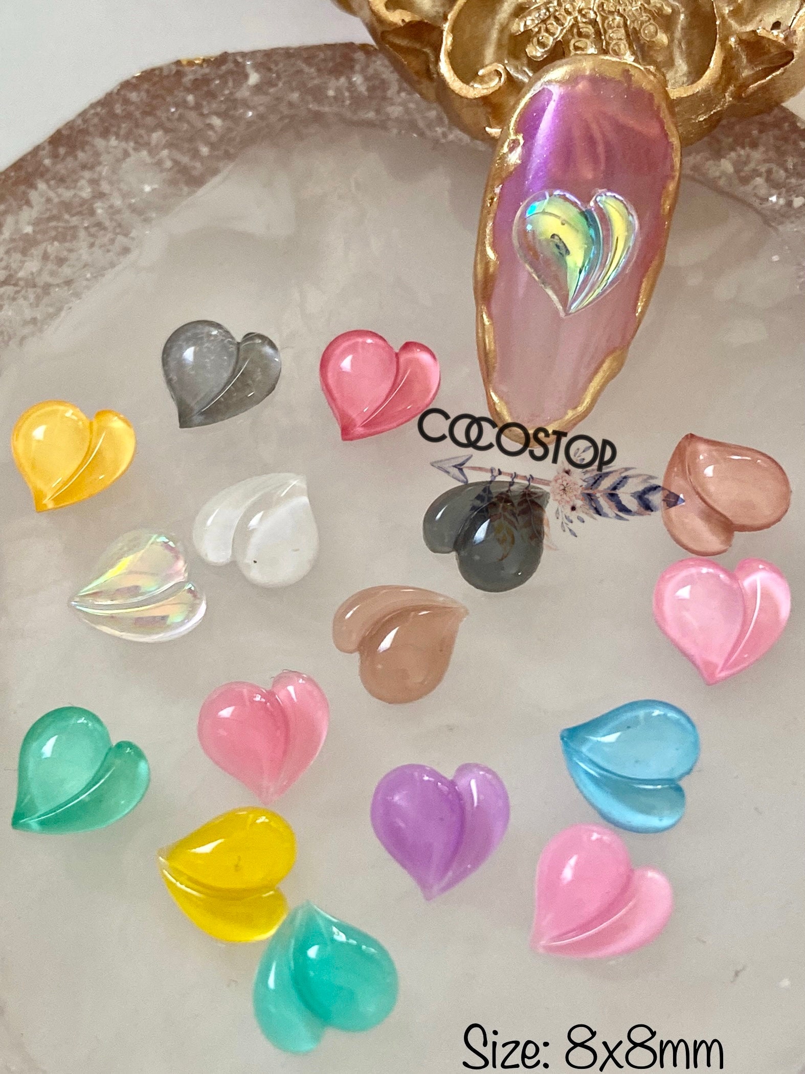 Valentine Pfirsich Herz 3D Nagel Charms Kunst Diy Handwerk - Set Von 10 Stück von Etsy - CocoStop