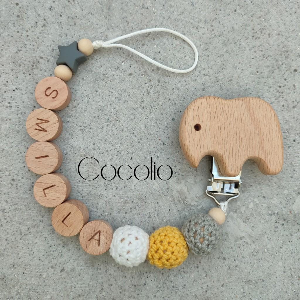 Schnullerkette Personalisiert Grau Weiß Gelb Schnullerkette Personalisiert Grau Weiß Gelb von Etsy - CocolioHandmade