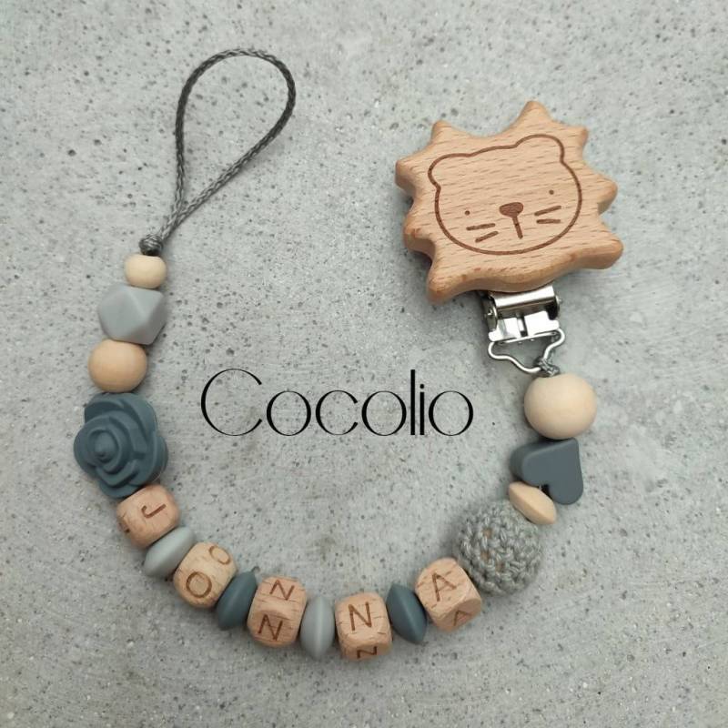 Schnullerkette Personalisiert Grau von Etsy - CocolioHandmade