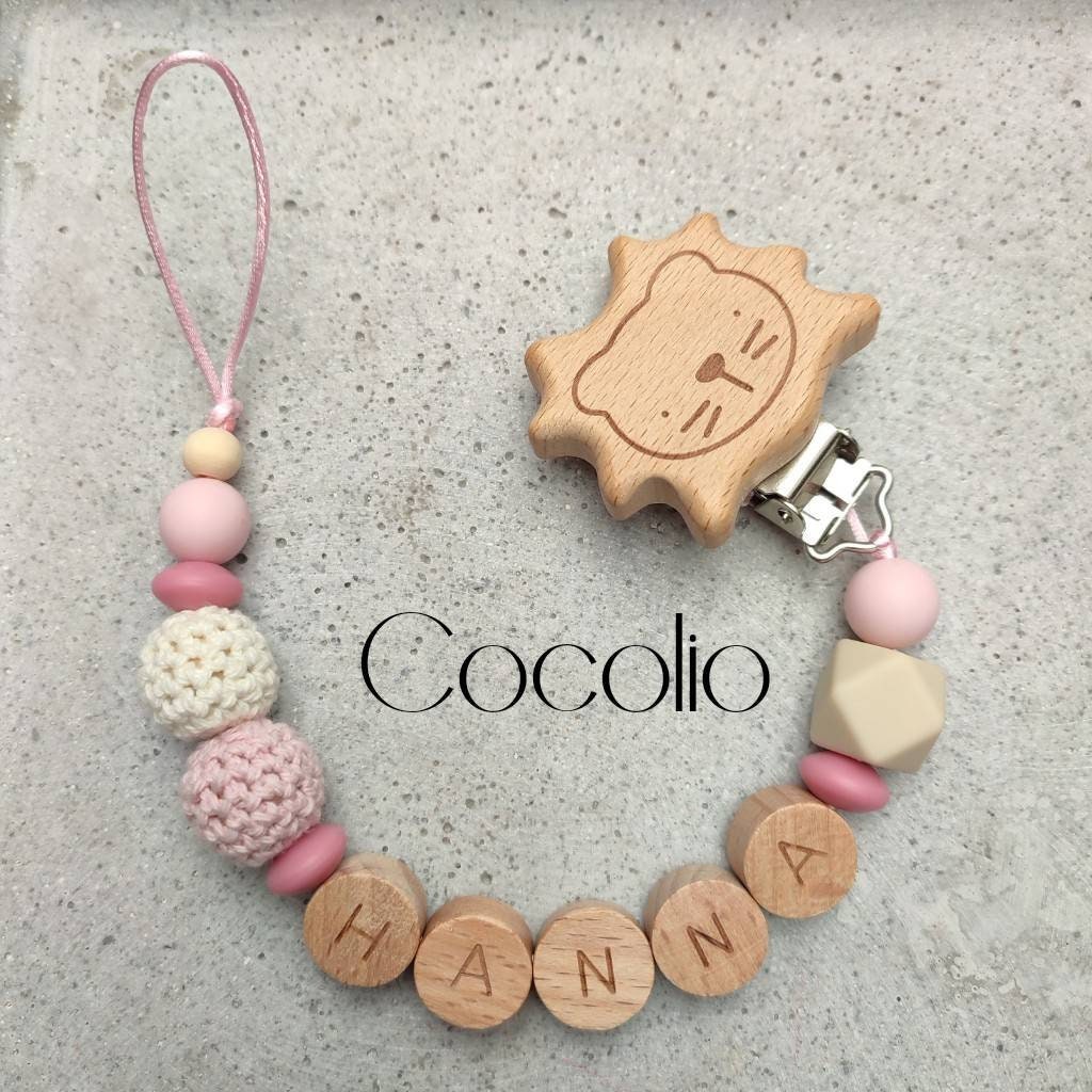 Schnullerkette Personalisiert Rosa Creme von Etsy - CocolioHandmade