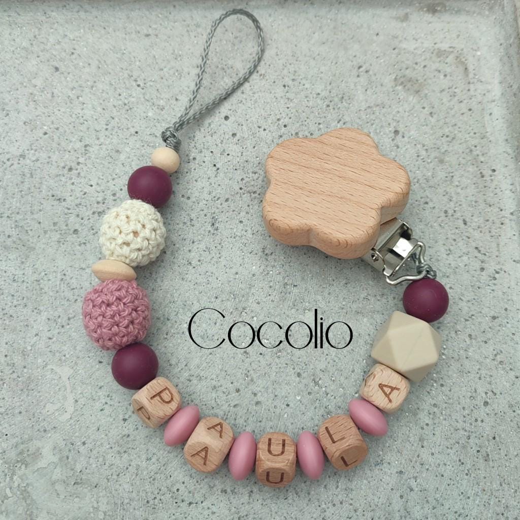 Schnullerkette Personalisiert Weinrot/Creme/Altrosa von Etsy - CocolioHandmade