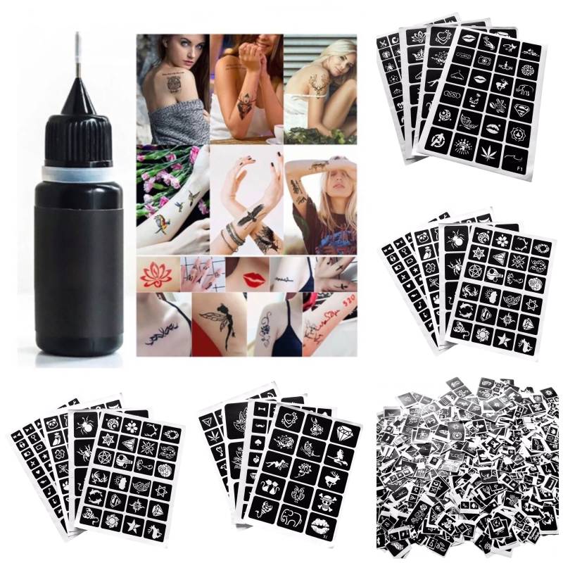 70Er Überraschungsset Henna Schablonen Tattoo + 10 Ml Farbe Set von Etsy - Coloursforart