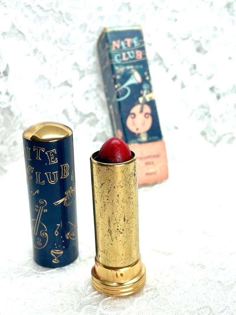 Jazz Rare Red Lipstick Blaue Emaille W Saxophon Musiknoten Instrumente 1930 Vintage Sammlerstück Nite Club Jazzy Box von Etsy - CompactQueen