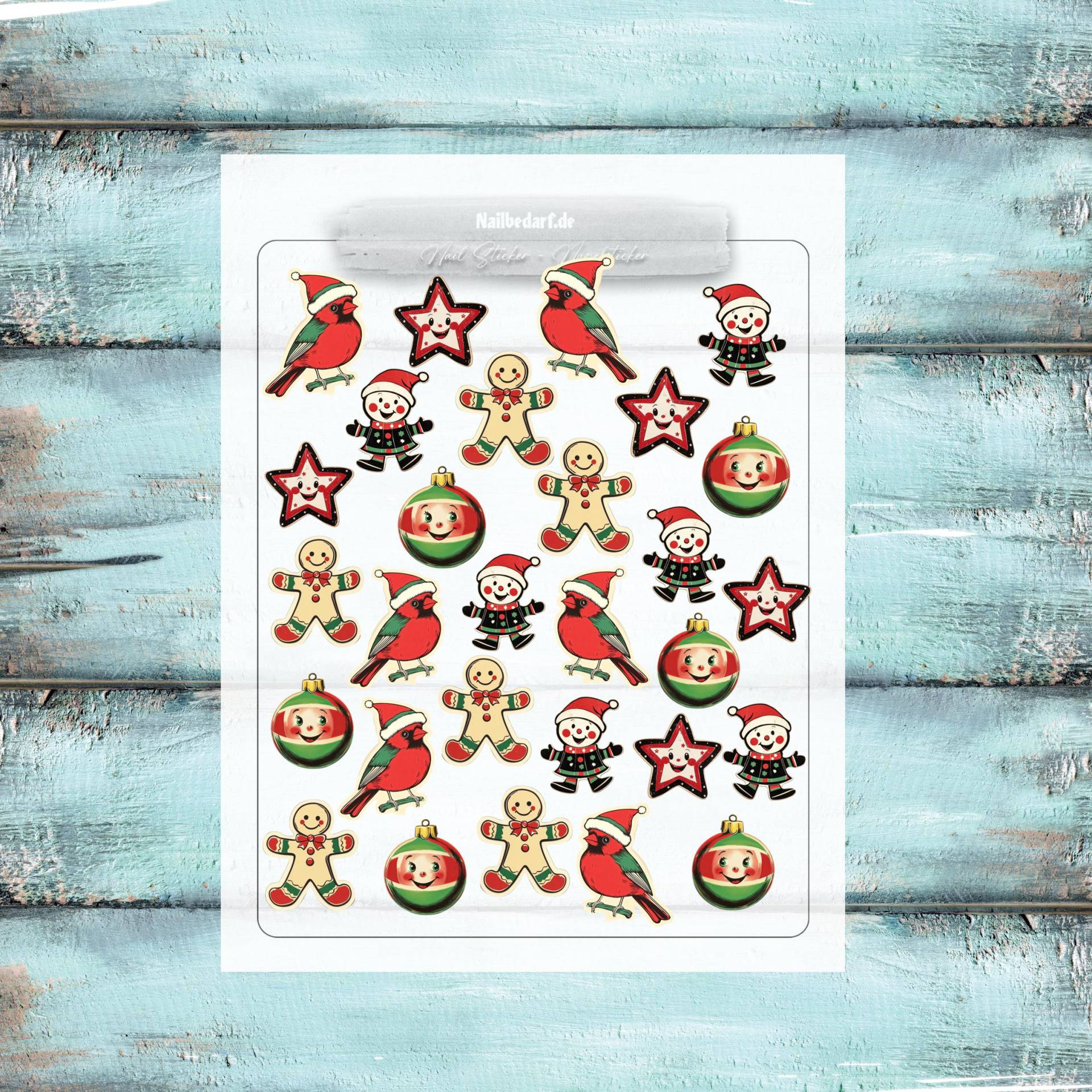 Festliche Nail Art Weihnachtsnägel Aufkleber Abziehbilder Wasserrutsche Sticker Retro Look von Etsy - CooleSticker