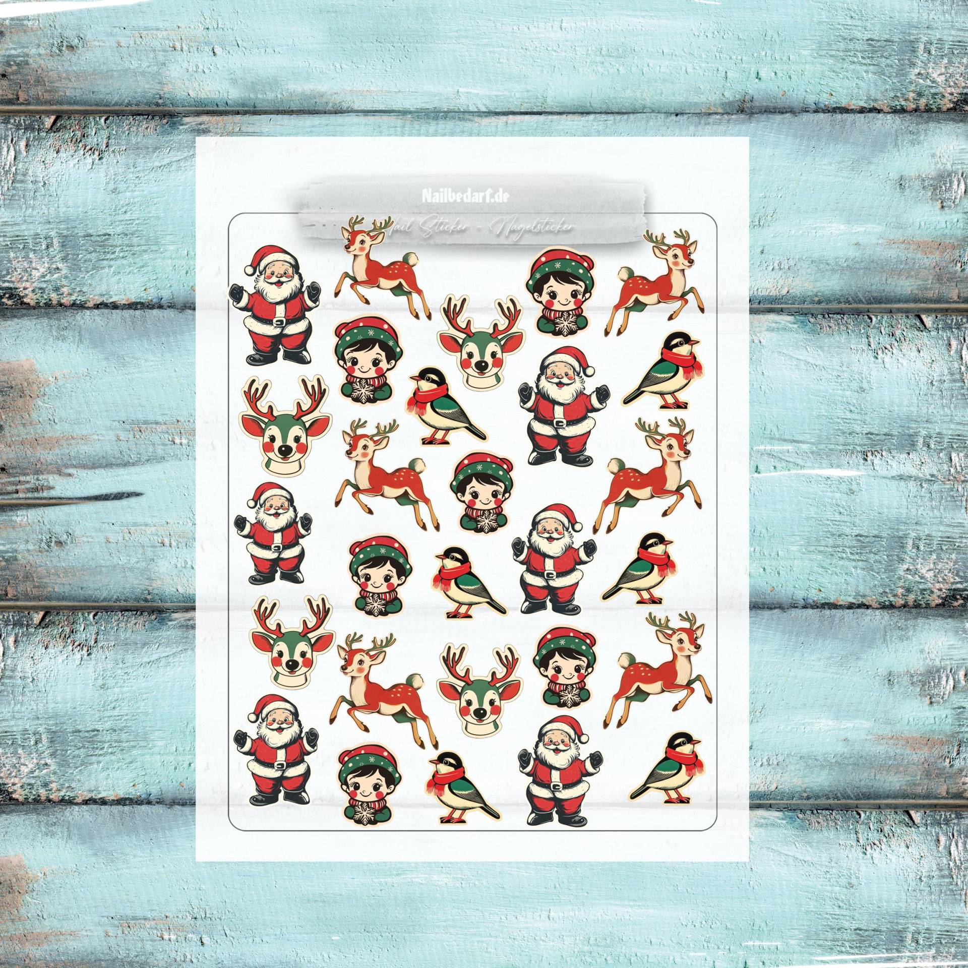 Festliche Nail Art Weihnachtsnägel Aufkleber Abziehbilder Wasserrutsche Sticker Retro Look von Etsy - CooleSticker