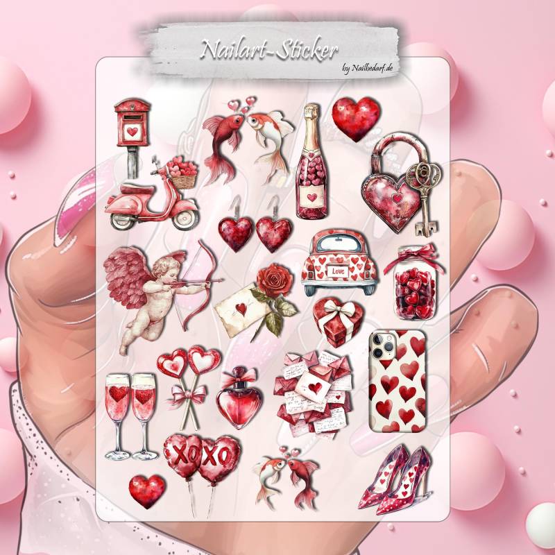 Nagel Aufkleber - Valentinstag Nägel Wasserfolie Abziehbild Nailart Wasser Naildesign von Etsy - CooleSticker