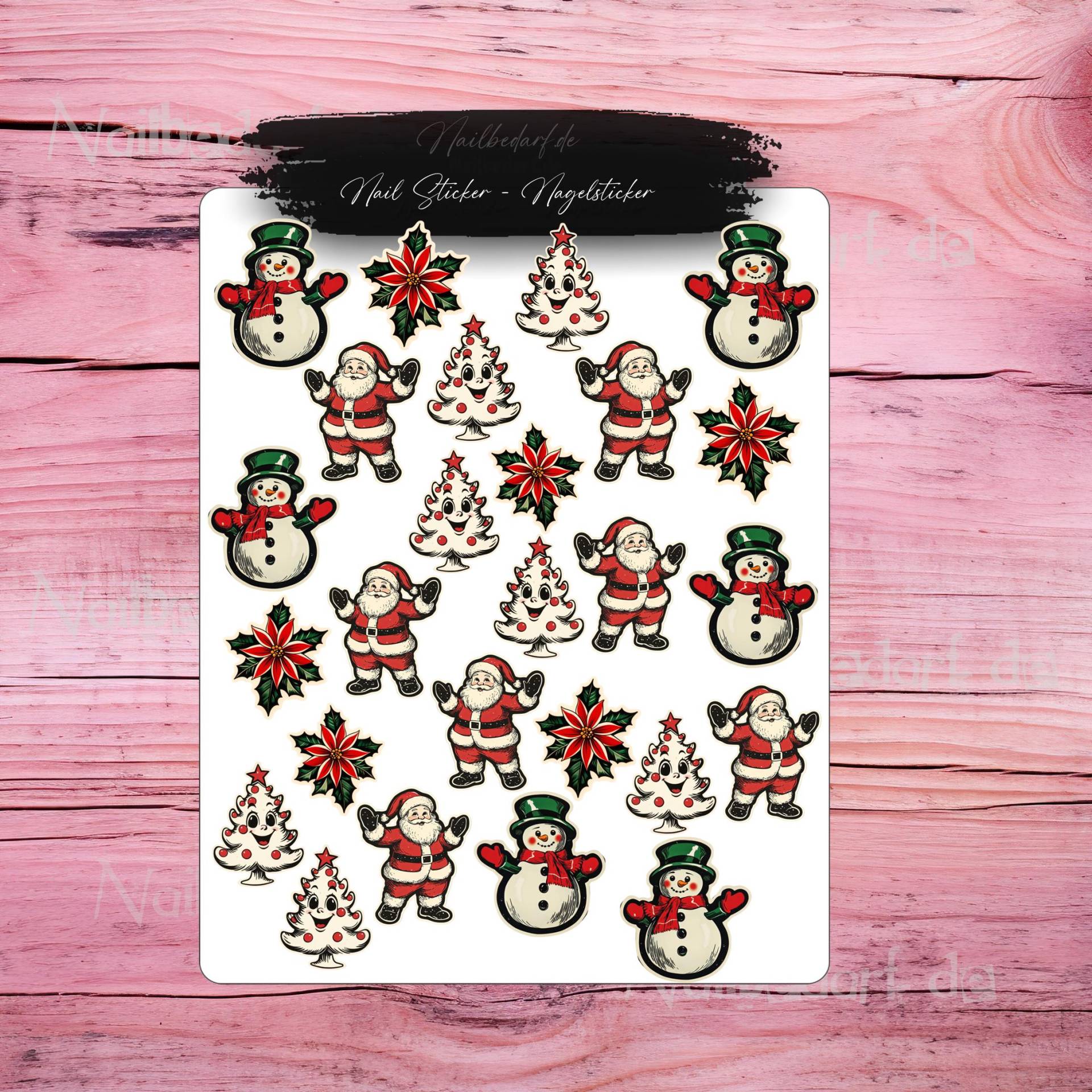 Nail Sticker Weihnachten, Nail-Art Schneemann, Weihnachtsmann, Nussknacker Weihnachts-Sticker, Retro von Etsy - CooleSticker