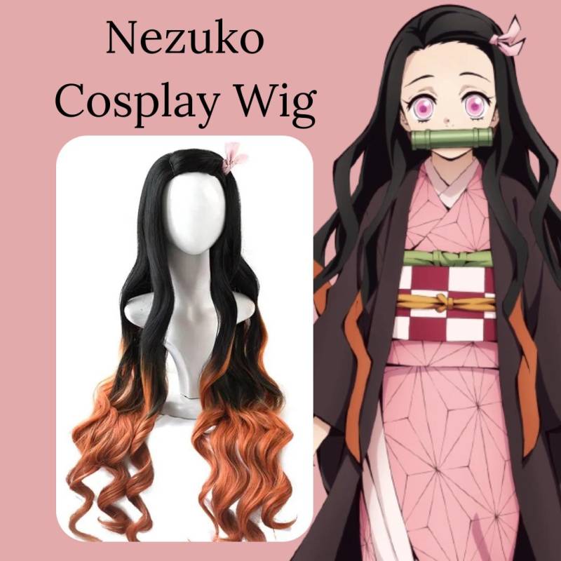 Made To Order Demon Slayer Nezuko Anime Cosplay Braun Orange Perücke von Etsy - CosRoru