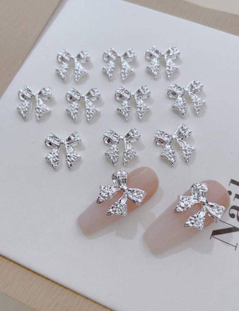 Bow Schleifen Silber Nail Charms von Etsy - Cosi17