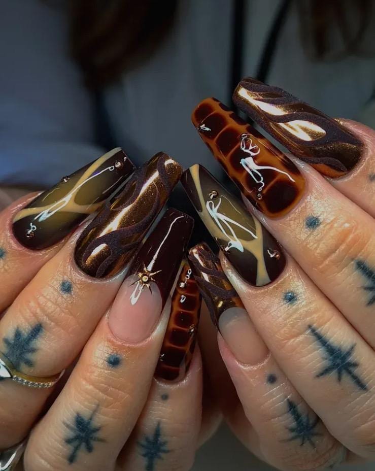 Brown Chrome, Press On Nails, Nägel Zum Aufkleben von Etsy - Cosi17