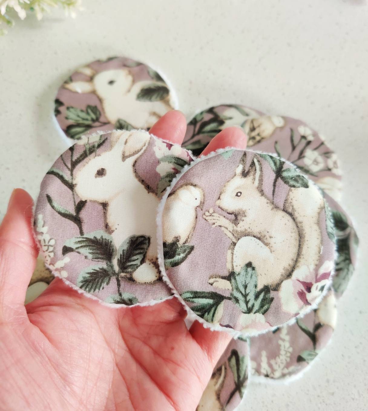 Wiederverwendbare Wattepads, Zero Waste Make-Up Entferner Wattepads - Woodland Bunny von Etsy - CottonTreeByLinda