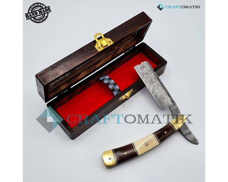 Rasiermesser | Damaszener Stahl Geschenk Set Hochwertig Herren Barber Razor Dbr39 von Etsy - Craftomatik