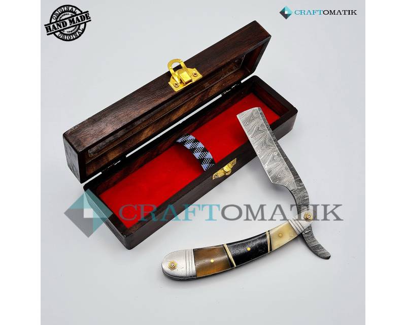 Rasiermesser | Damaszener Stahl Geschenk Set Hochwertig Herren Barber Razor Dbr42 von Etsy - Craftomatik