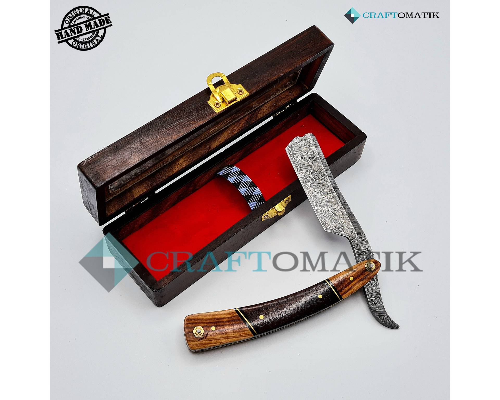 Rasiermesser | Damaszener Stahl Geschenk Set Hochwertig Herren Barber Razor Dbr49 von Etsy - Craftomatik