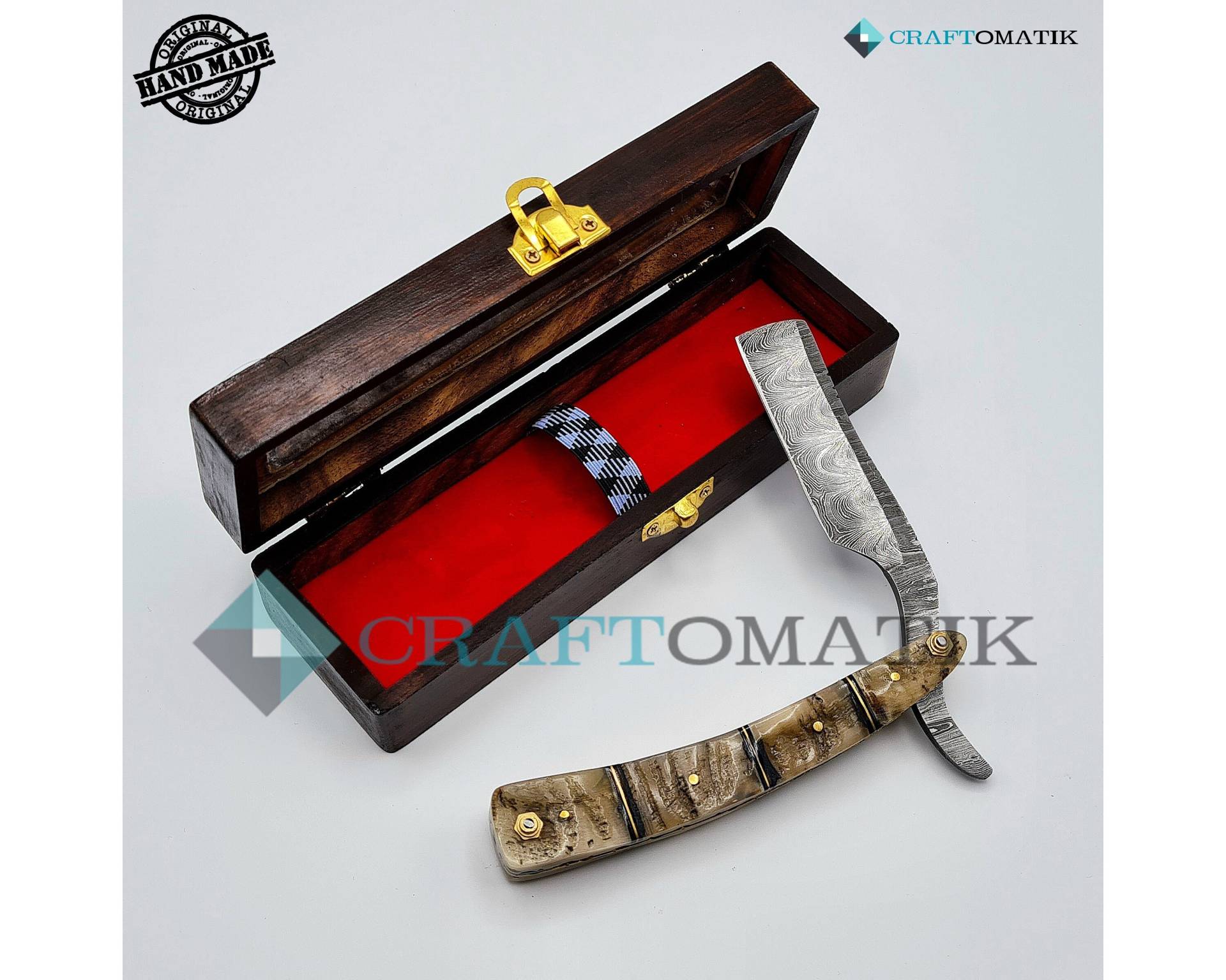 Rasiermesser | Damaszener Stahl Geschenk Set Hochwertig Herren Barber Razor Dbr55 von Etsy - Craftomatik